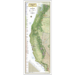 Pacific Crest Trail Map, In Gift Box, 18" x 48"