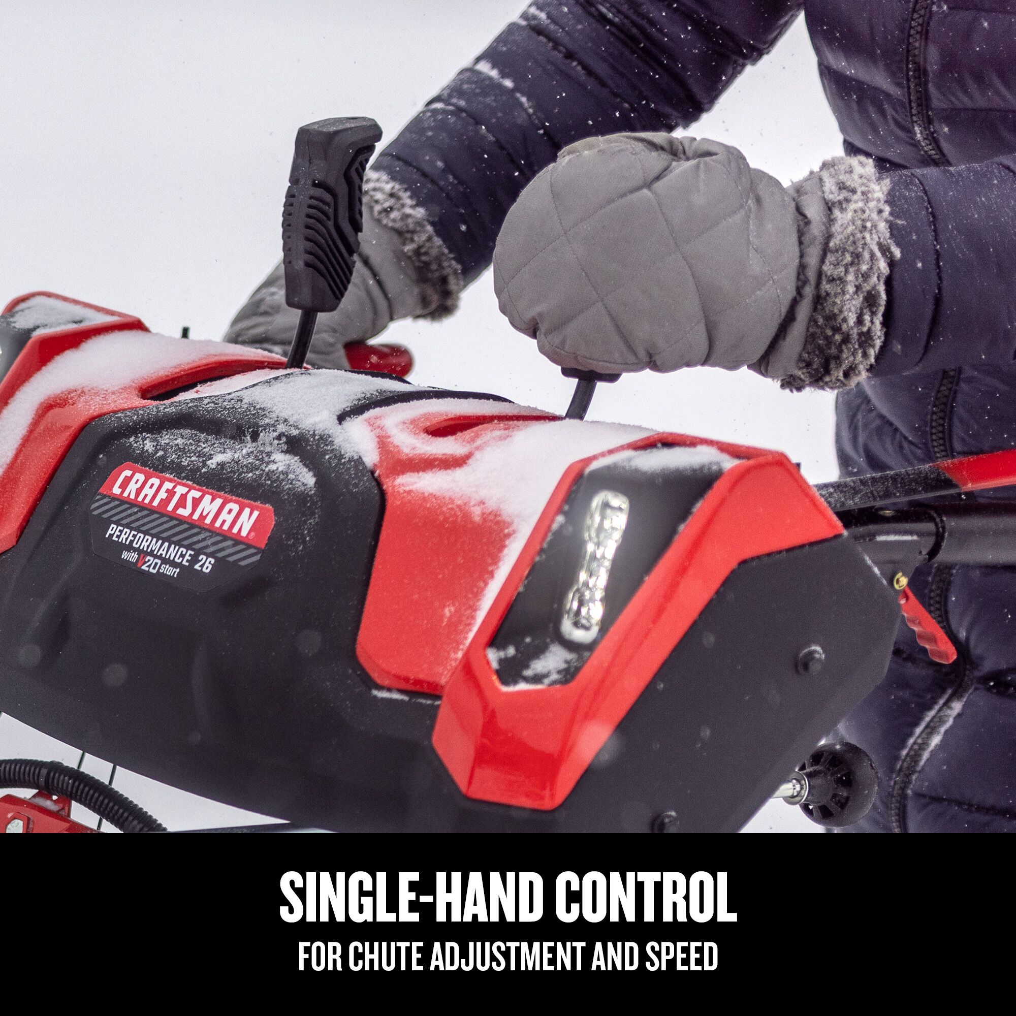 CRAFTSMAN V20* Start 26-in. 243-cc Two Stage Gas Snow Blower focused in on single-hand control