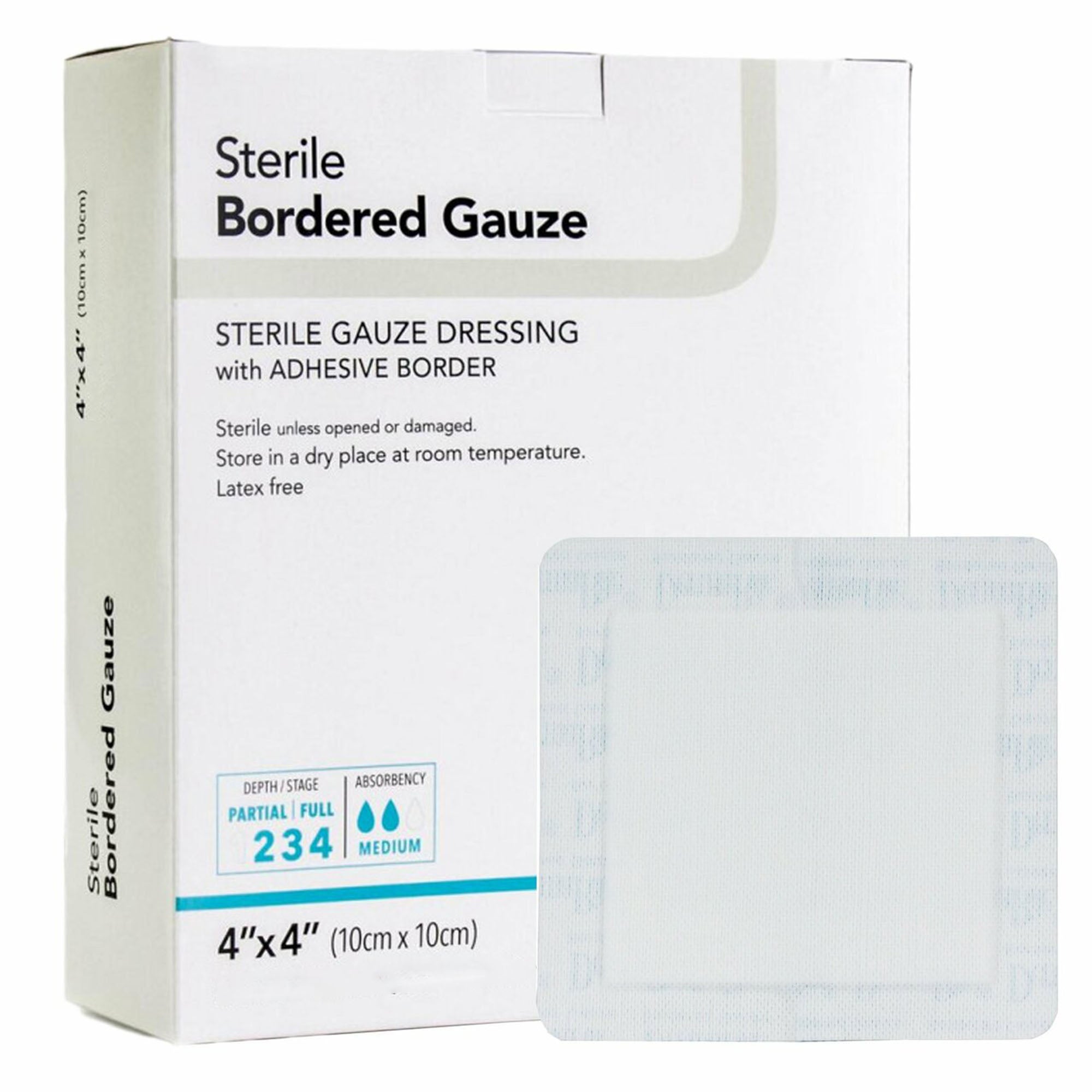 DermaRite® Adhesive Dressing, 4 x 4 Inch, White