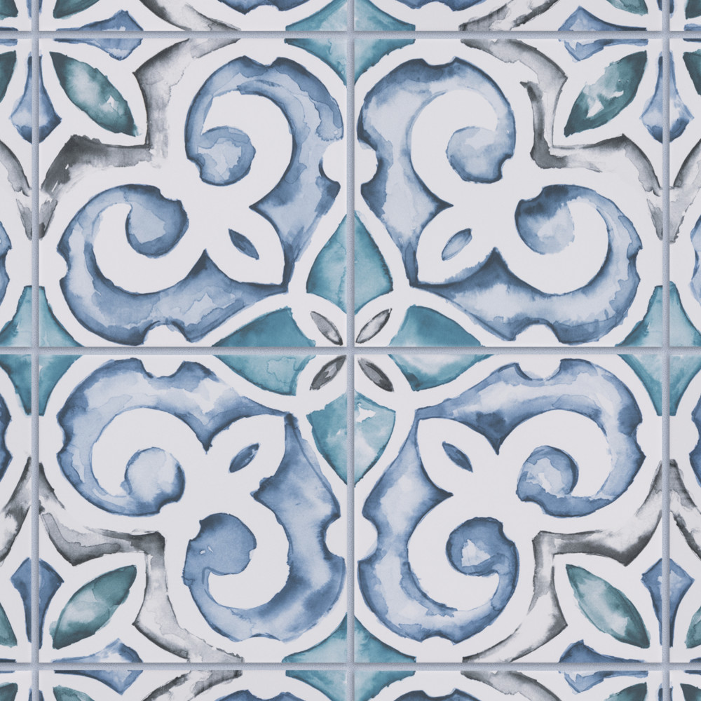 Saint Germain Gele Deco Simone 5.75x5.75 Square Porcelain Floor and Wall Digital Pattern