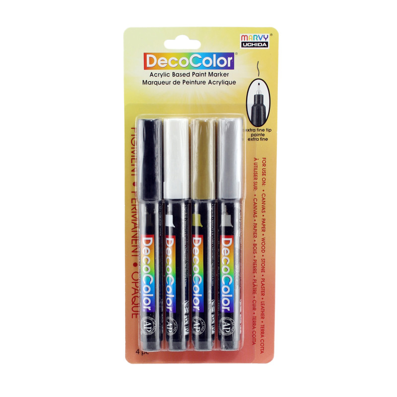 DecoColor® Acrylic Paint Markers, Extra Fine Tip, Color Set B, Set of 4