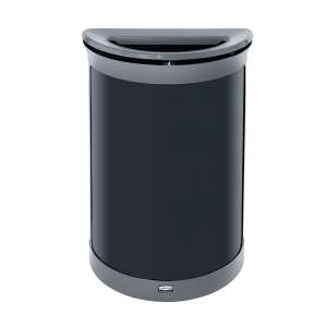 Rubbermaid Commercial, Enhance, 11.5 gal, Metal, Gray/Black, Half Round, Receptacle