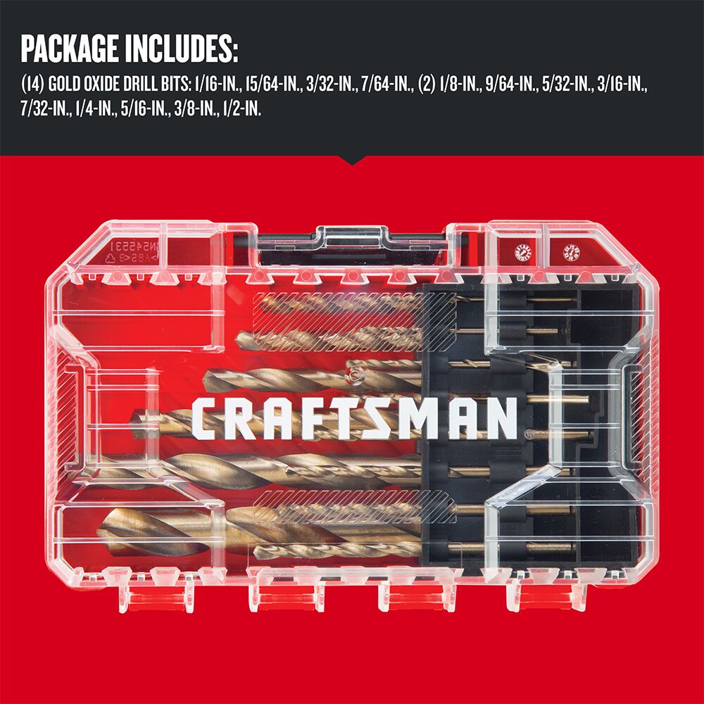 Graphic of CRAFTSMAN Drill Bits: Set highlighting product features