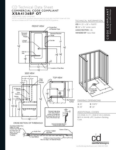 Tech Data Sheet — Cd Shower Tech Data Xsa 4136bf Ot
