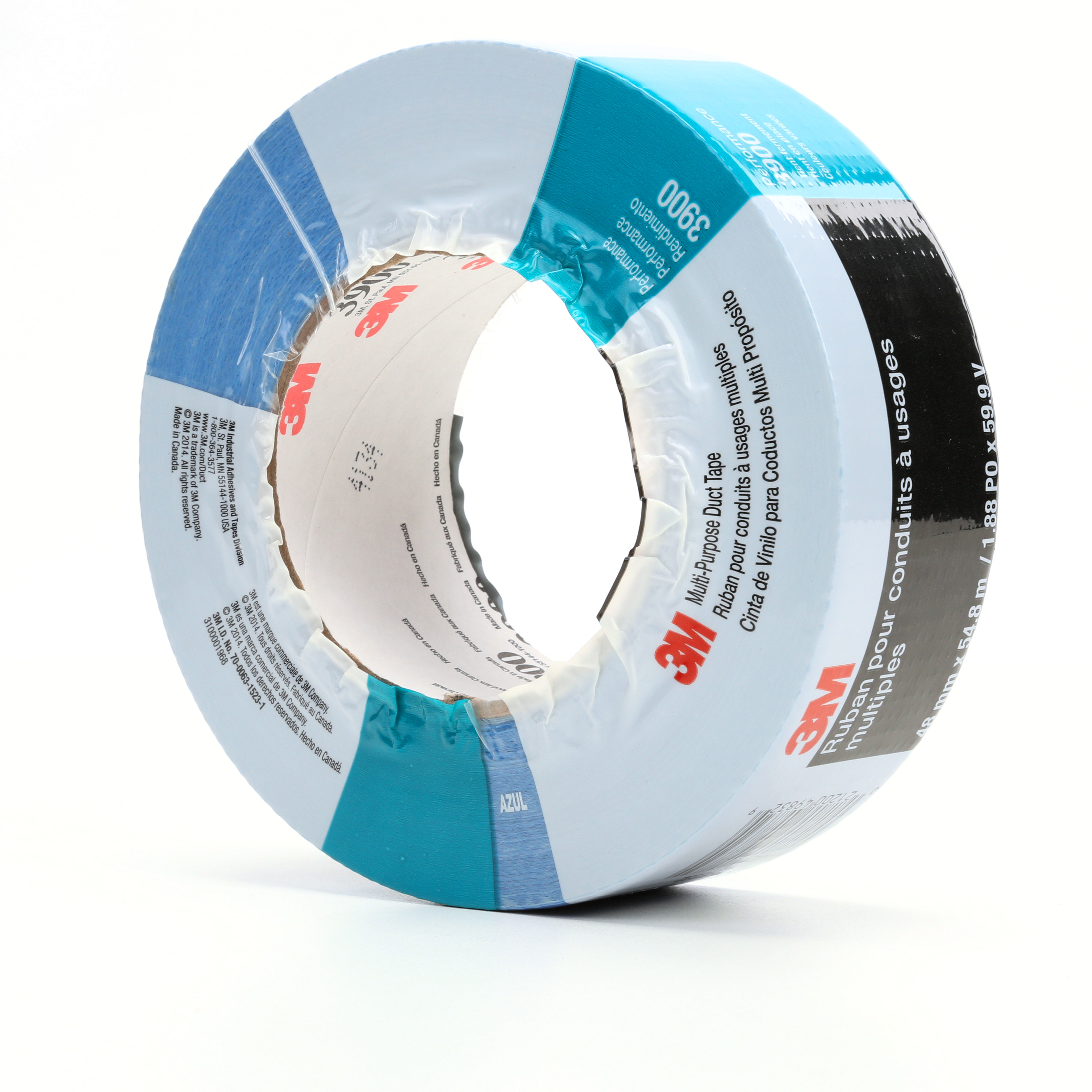 3M™ Multi-Purpose Duct Tape 3900, Blue, 48 mm x 54.8 m, 7.7 mil, 24 per
case, Individually Wrapped Conveniently Packaged