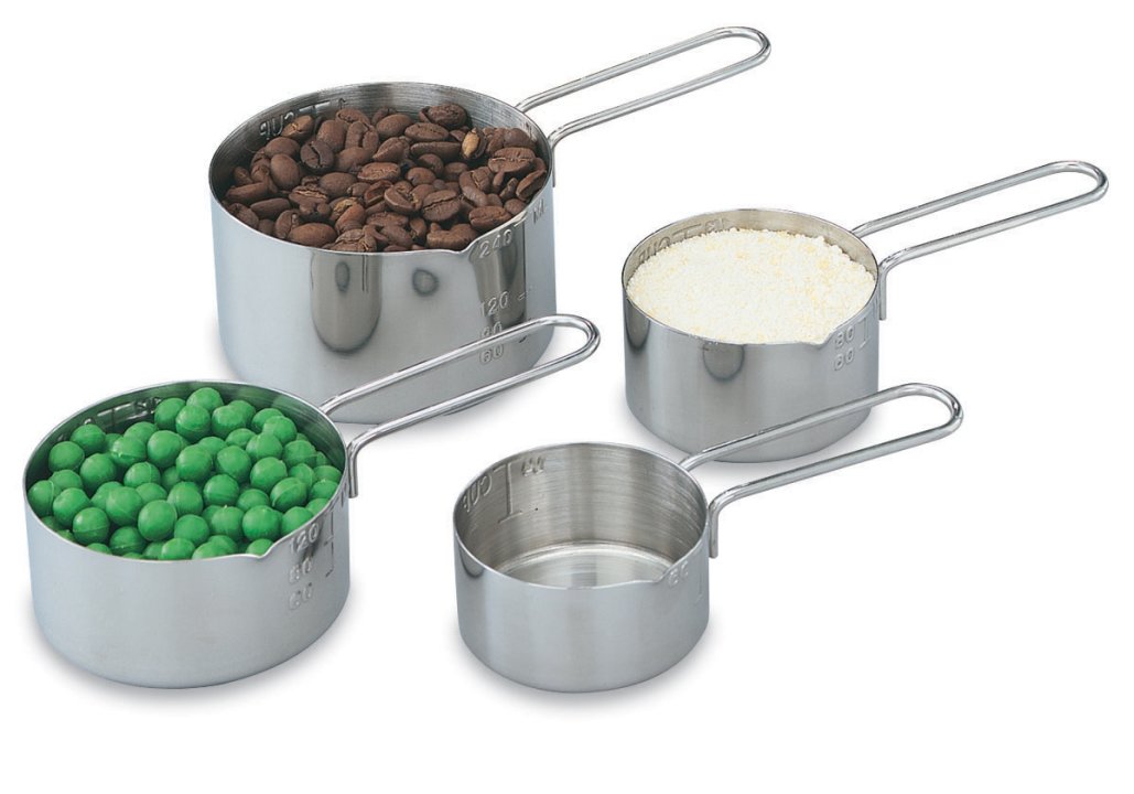 Four-piece stainless steel measuring cup set