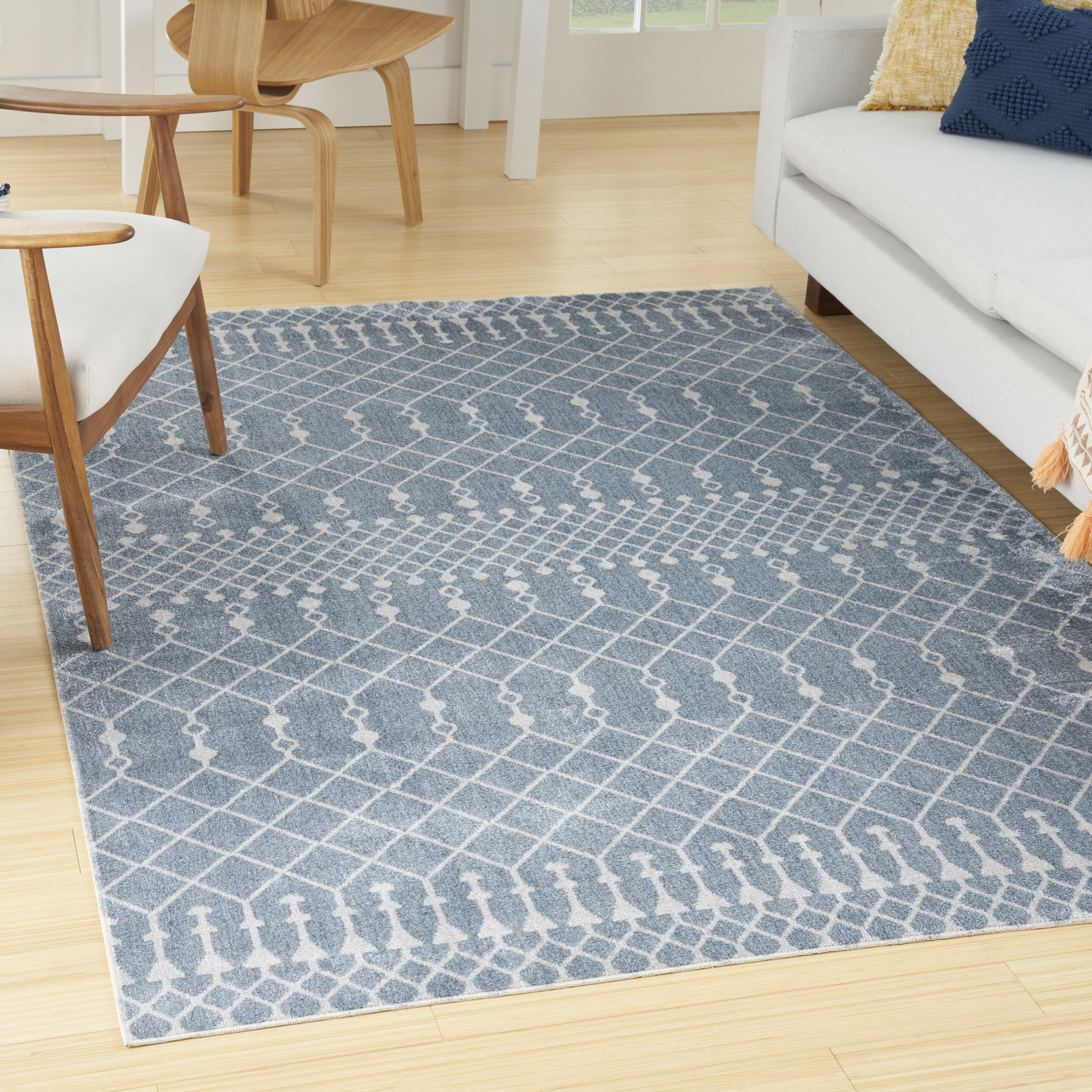 Nourison Astra Machine Washable 5'3" x 7' Blue Bohemian Indoor Rug