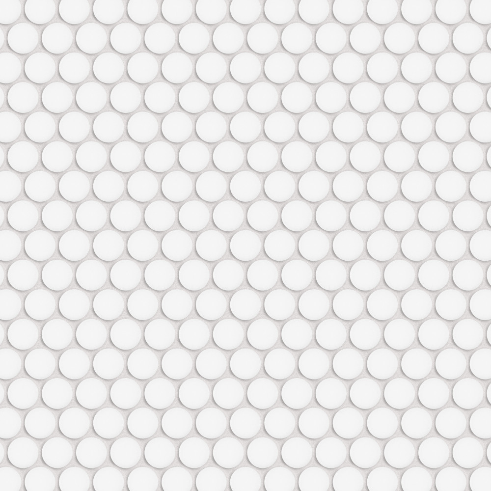 Hudson Penny Round Matte White 11.88x12.63 Round Porcelain Floor and Wall Digital Pattern