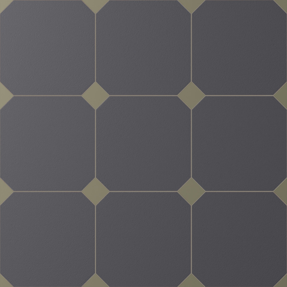 Vaudeville Octagon Antracita with Taco Oliva 7-7/8 in. x 7-7/8 in. Porcelain Floor and Wall Tile