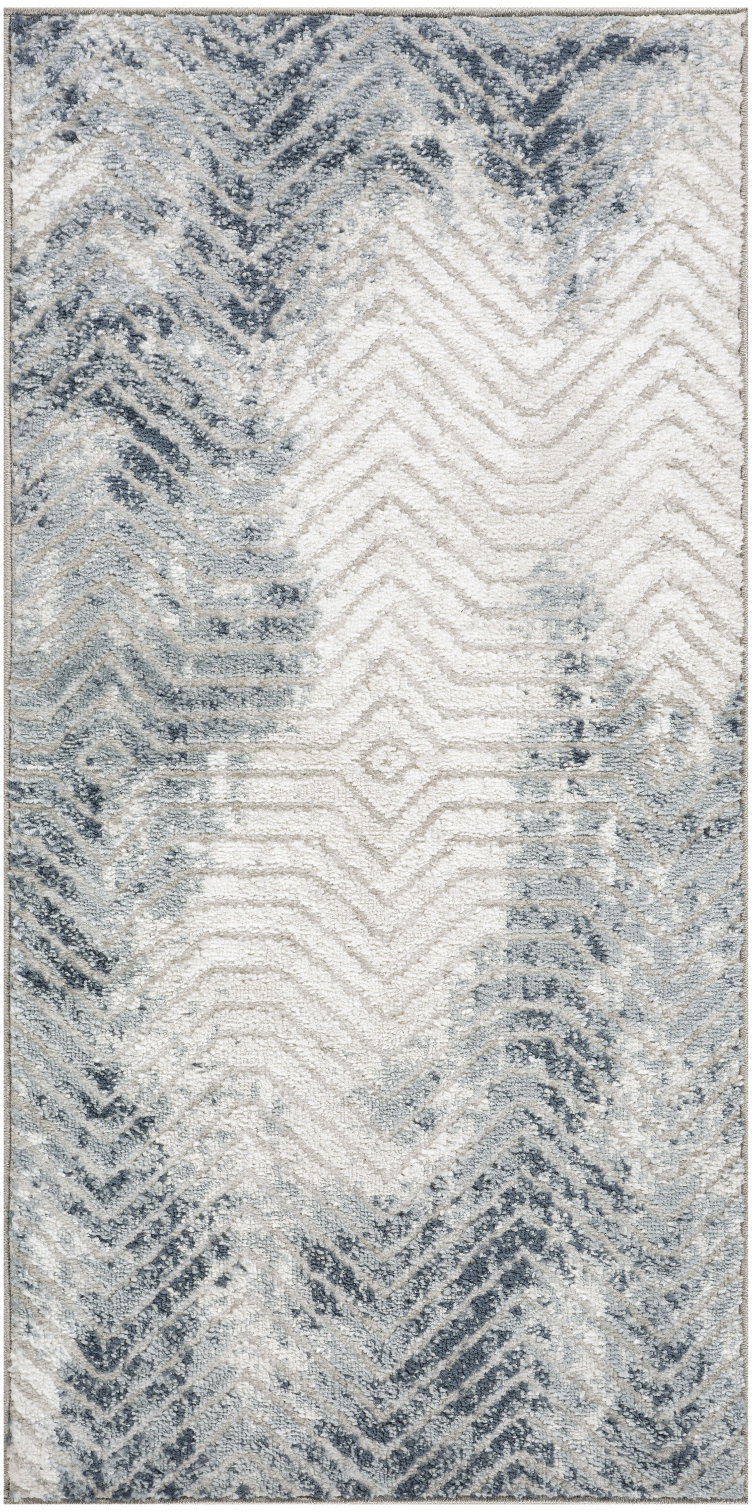 Nourison Dekor 2' x 4' Grey Navy Modern Indoor Rug