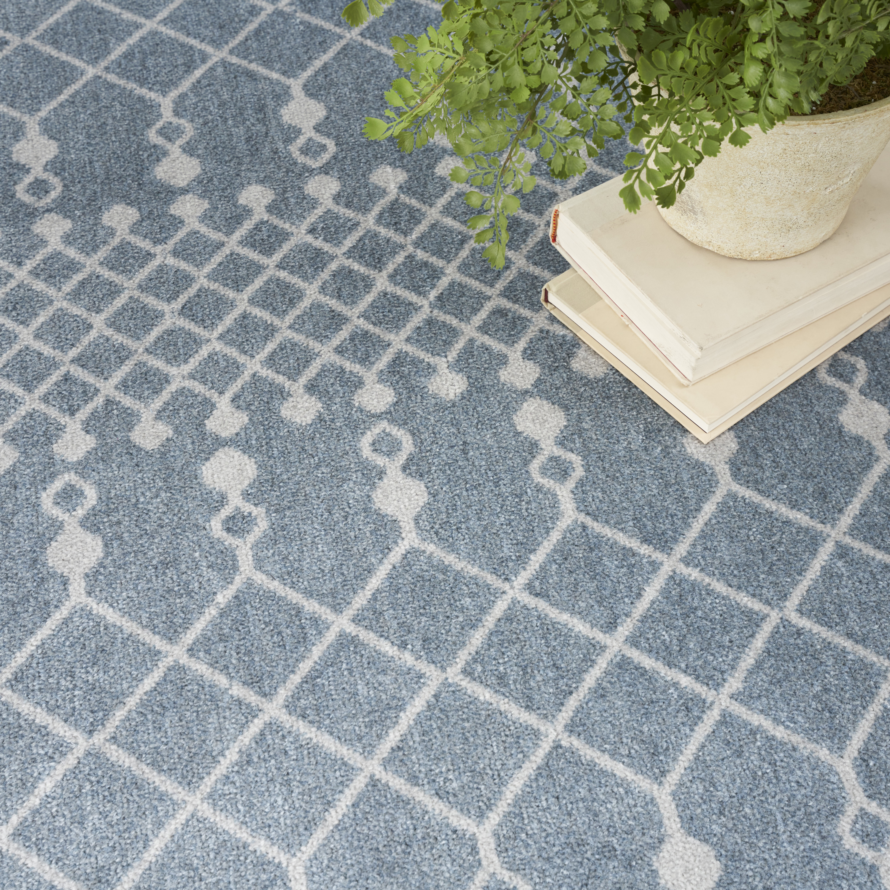 Nourison Astra Machine Washable 5'3" x 7' Blue Bohemian Indoor Rug