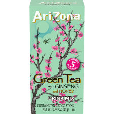 AriZona Green Tea with Ginseng and Honey Powdered Drink Mix, 10 ct On-the-Go Packets
