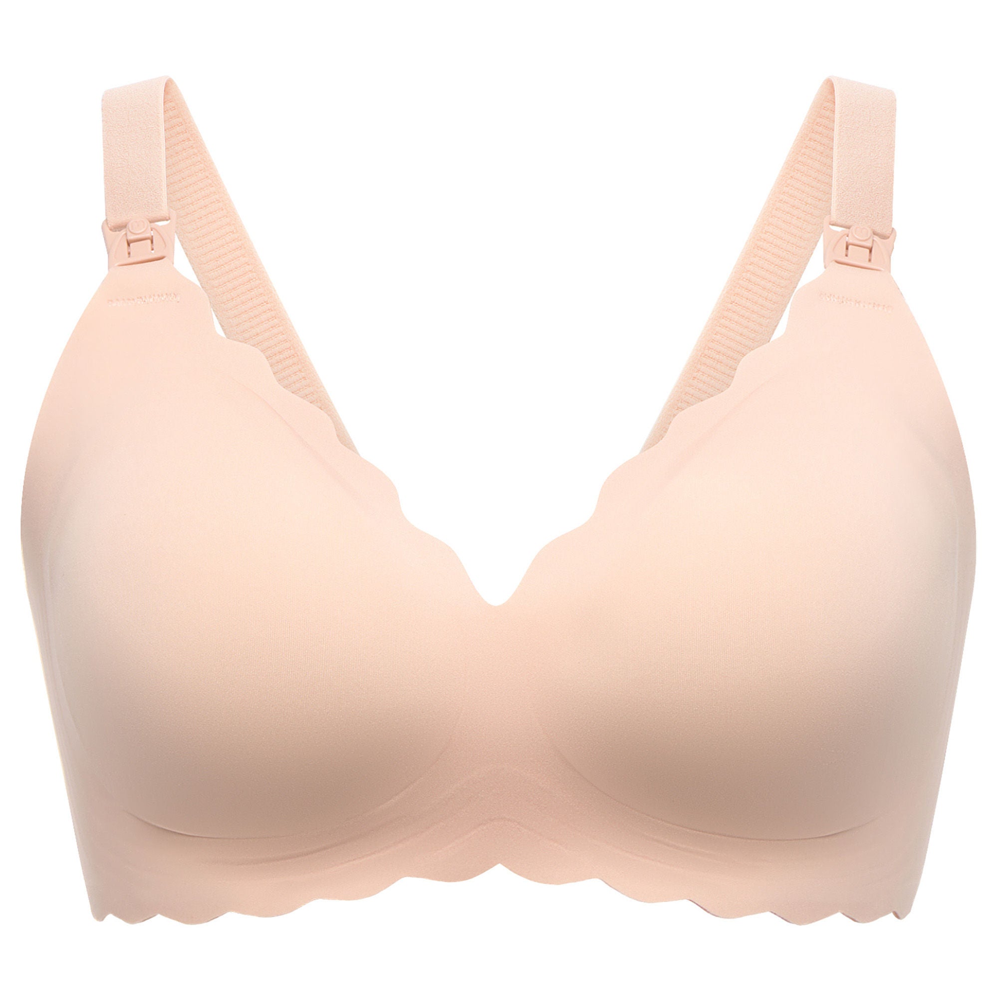 Nursing Bra Momcozy Jelly Strip 36 to 38 Inch Chest Large Beige Back Hook and Eye Closure Adjustable Shoulder Strap