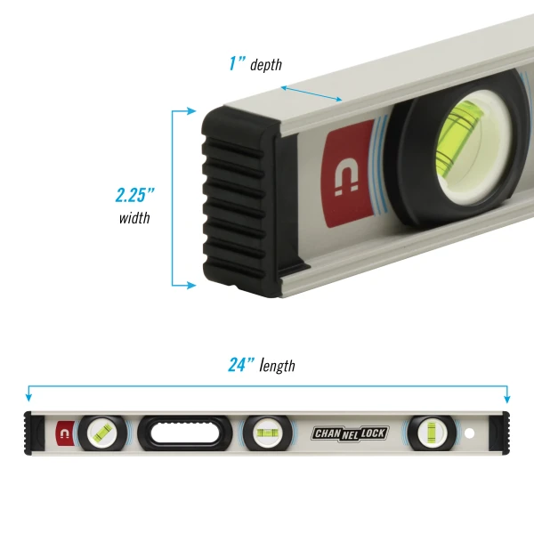 5100-0024M 24-inch Professional-Grade Magnetic Aluminum I-Beam Level