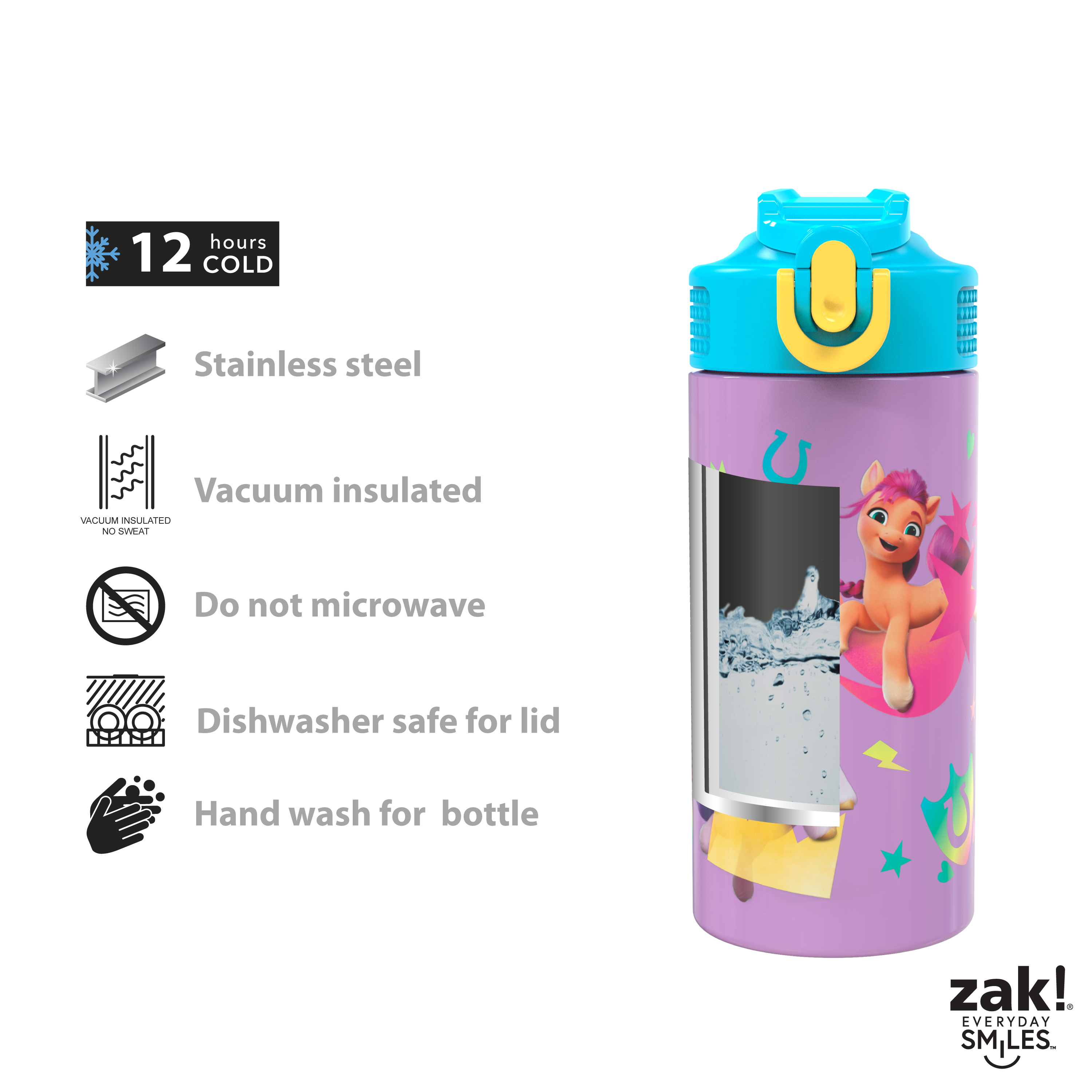 My Little Pony 14 ounce Stainless Steel Vacuum Insulated Water Bottle, Rainbow Dash and Friends slideshow image 10