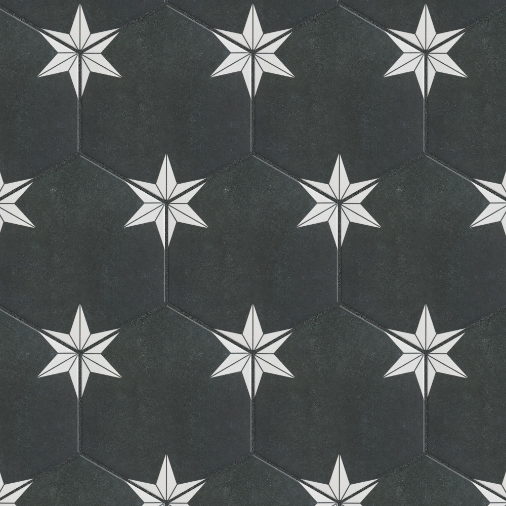 Stella Hex Night 8-5/8 in. x 9-7/8 in. Porcelain Floor and Wall Tile