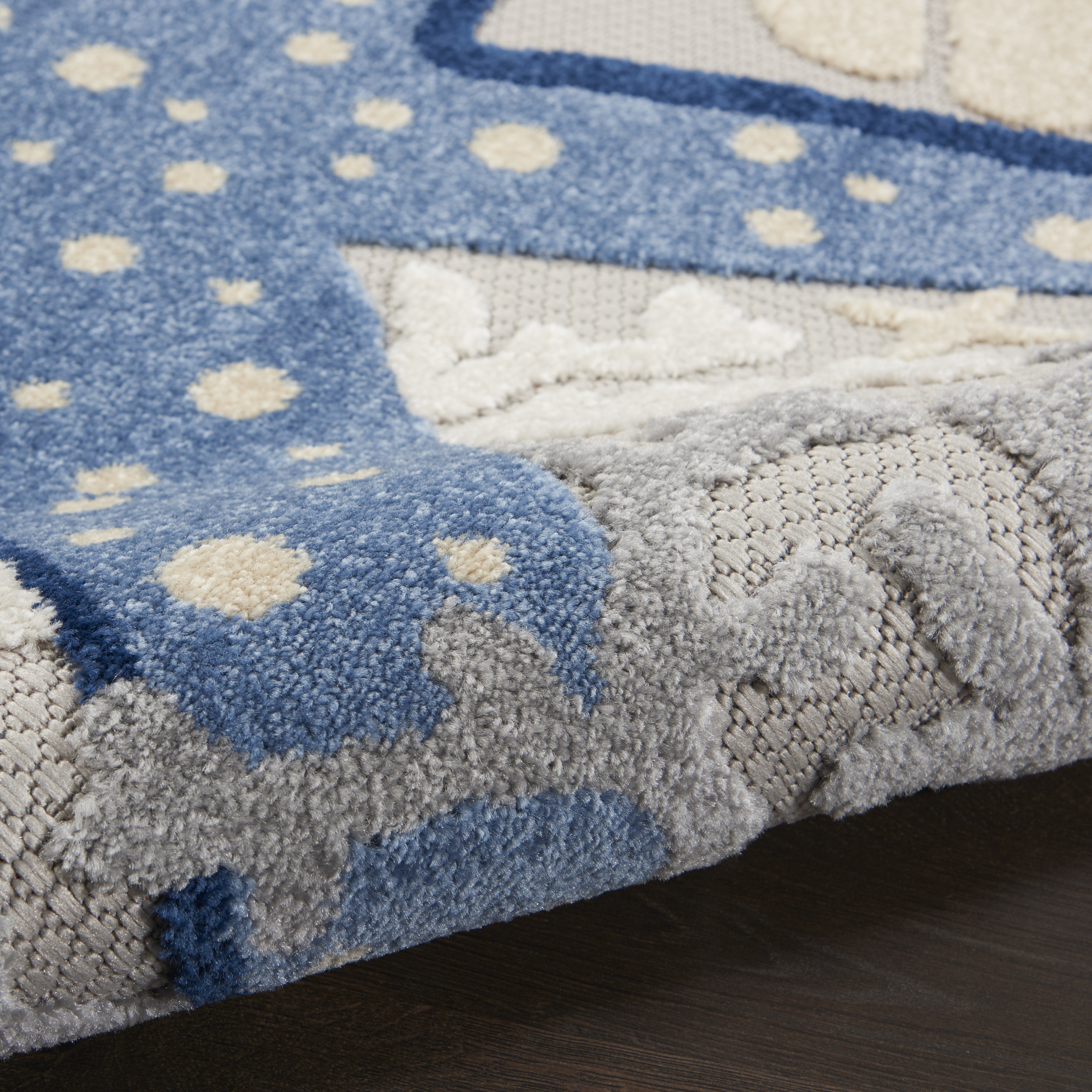 Nourison Aloha 5'3" x Round Blue Grey Coastal, Nautical & Beach Rug