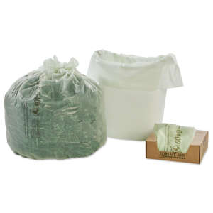 Envision, EcoSafe-6400 LLDPE Compostable Liner, 13 gal Capacity, 24 in Wide, 30 in High, 0.85 Mils Thick, Green