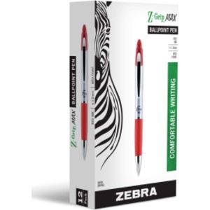 Z-Grip Max Retractable Ballpoint Pen, 1.0 mm, Red, 12-Pack