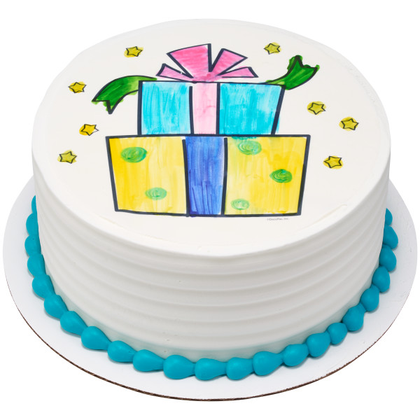 Paintable Present with Stars PhotoCake® Edible Image®