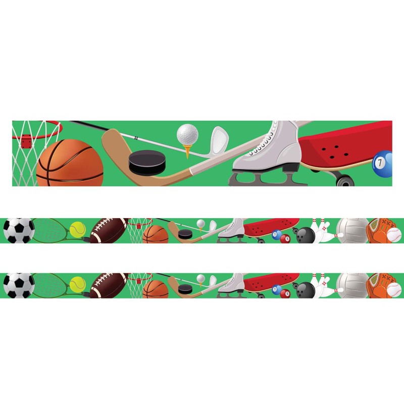 Borders/Trims, Magnetic, Rectangle Cut - 1-1/2" x 24", Sports Theme, 24' per Pack, 2 Packs