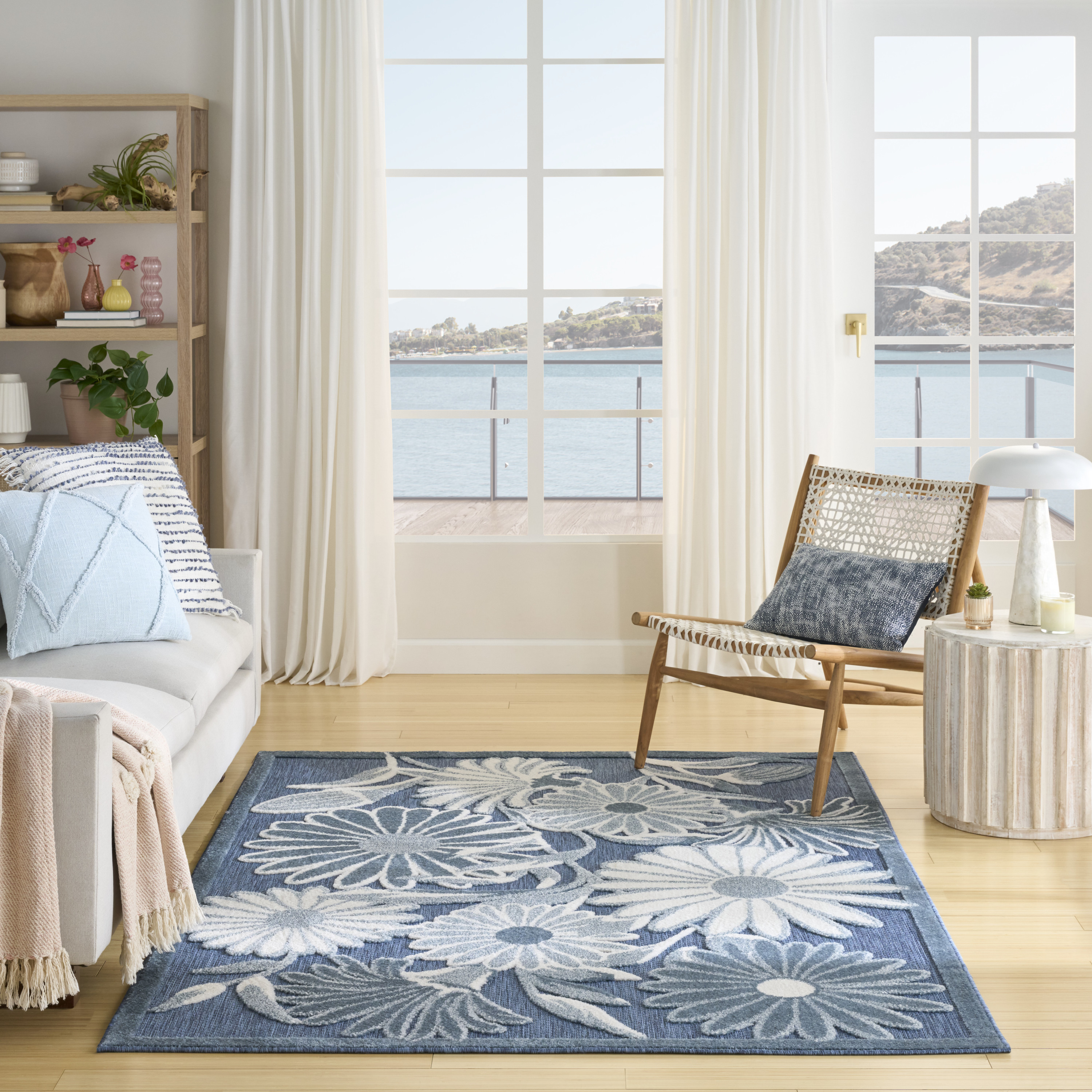 Nourison Aloha 3'6" x 5'6" Blue Outdoor Rug