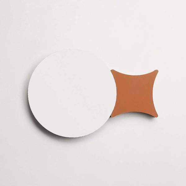 cement: pavimenti act I | sofia circle + losange | matte | white + flowerpot | sample