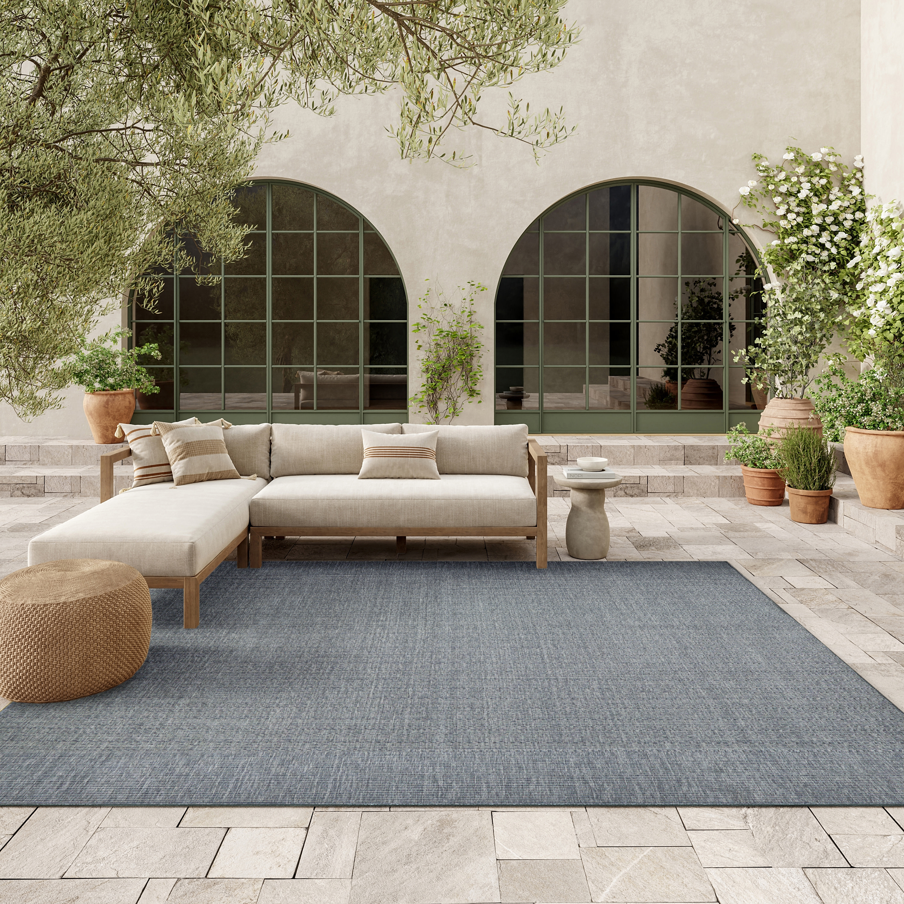 Nourison Tulum 10' x 14' Denim Outdoor Rug