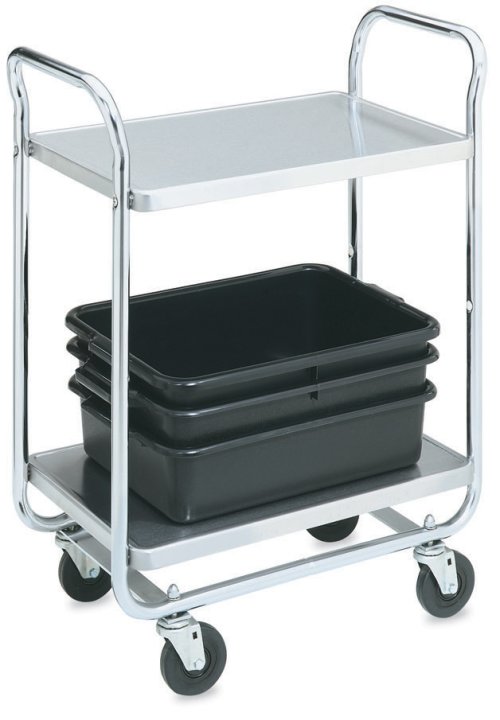 compact two-shelf stainless steel trolley reference image