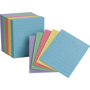 Mini Index Cards, 3" x 2.5", Ruled, Assorted Colors, 200 Per Pack
