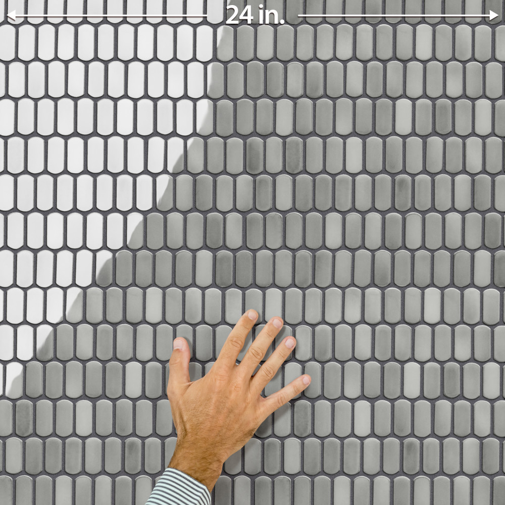 Hudson Capsule Grey Eye 12-1/4 in. x 13-1/8 in. Porcelain Mosaic Tile