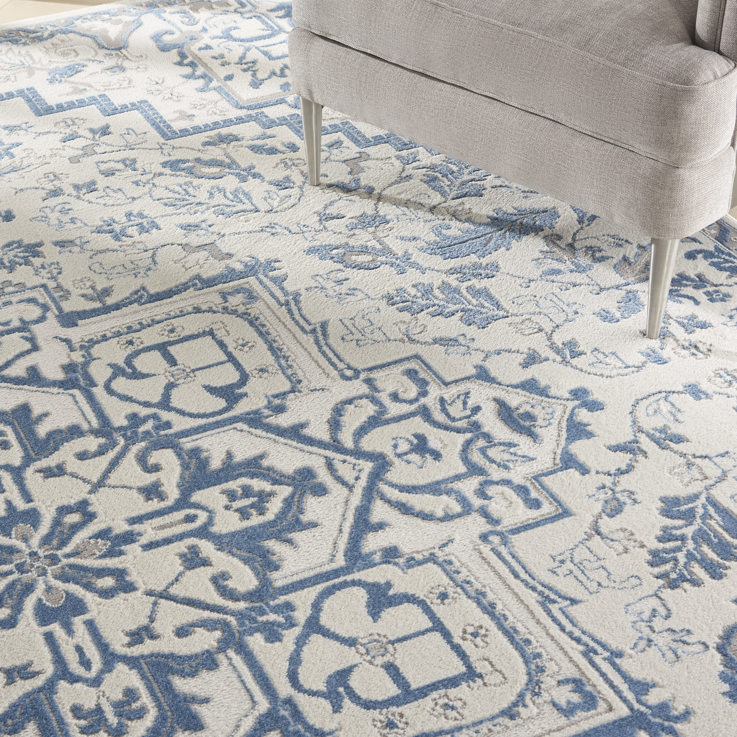 Nourison Elation 7'10" x 9'10" Ivory Blue Bohemian Indoor Rug