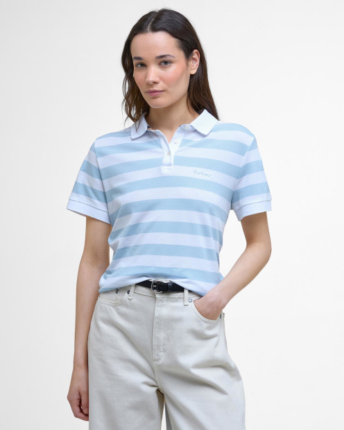 Ashbourne Striped Polo Shirt Breeze Blue/White