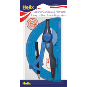 Plastic Locking Compass & Protractor 2 Piece Set