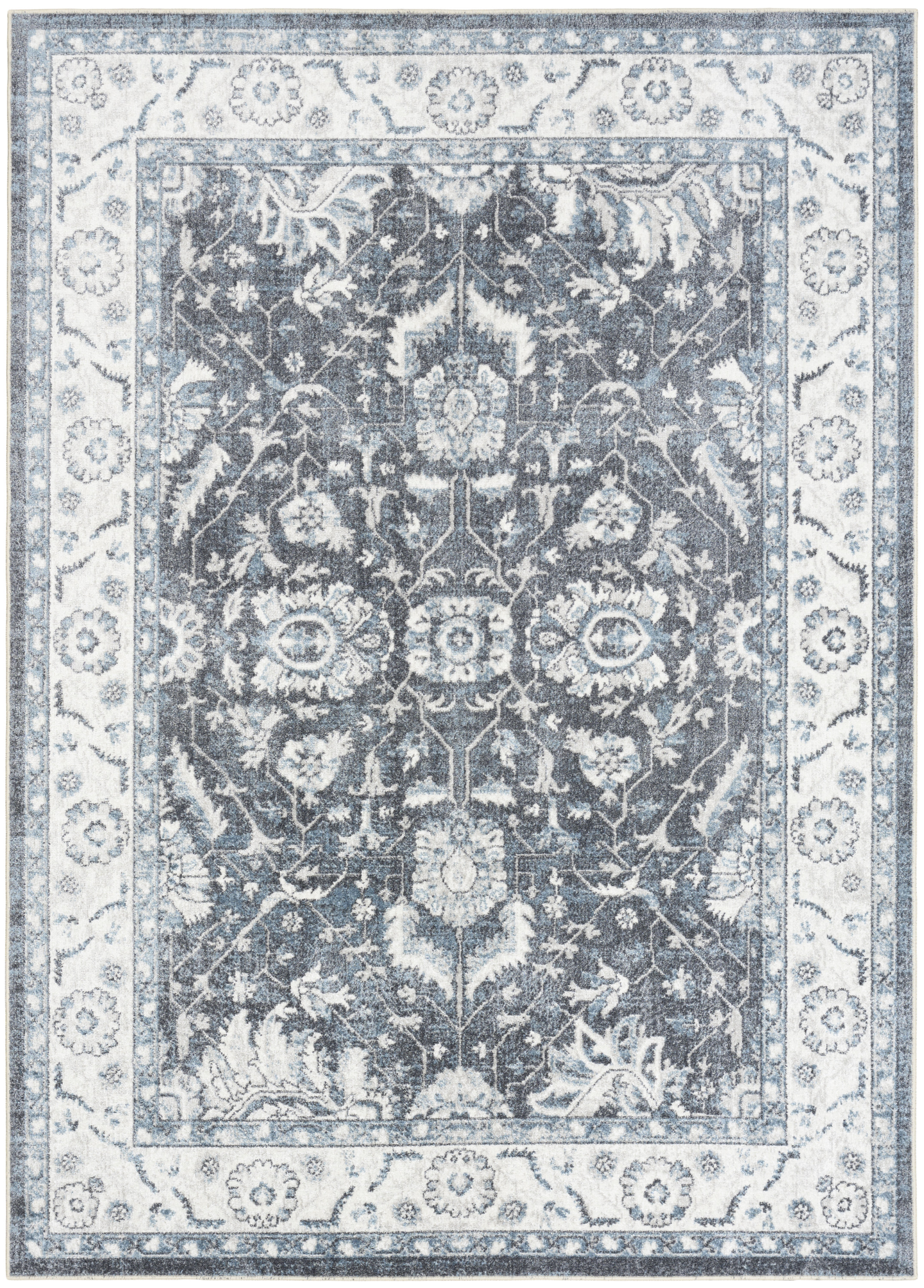 Nourison Astra Machine Washable 4' x 6' Slate Vintage Indoor Rug