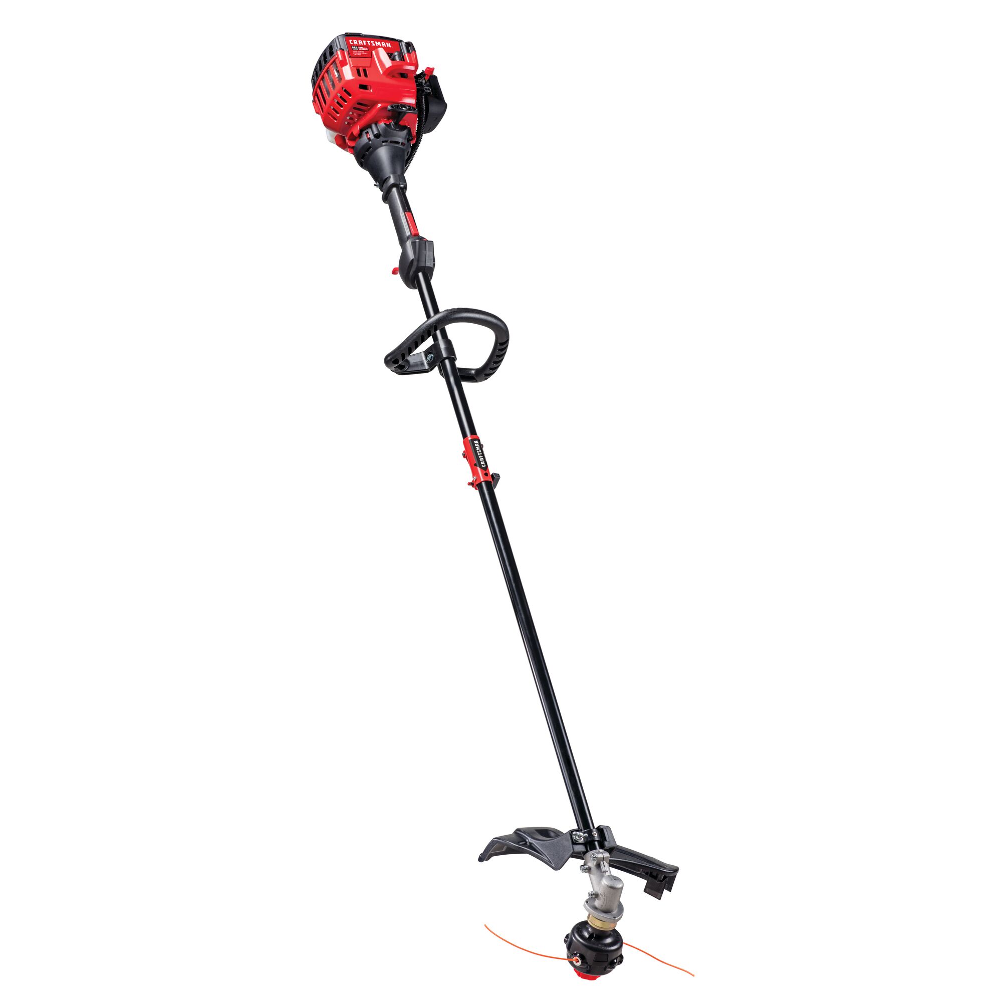 Left profile of 2 Cycle 17 inch straight shaft gas weedwacker trimmer.