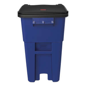 Rubbermaid Commercial, Rollout, 50 gal, Resin, Blue, Square, Receptacle