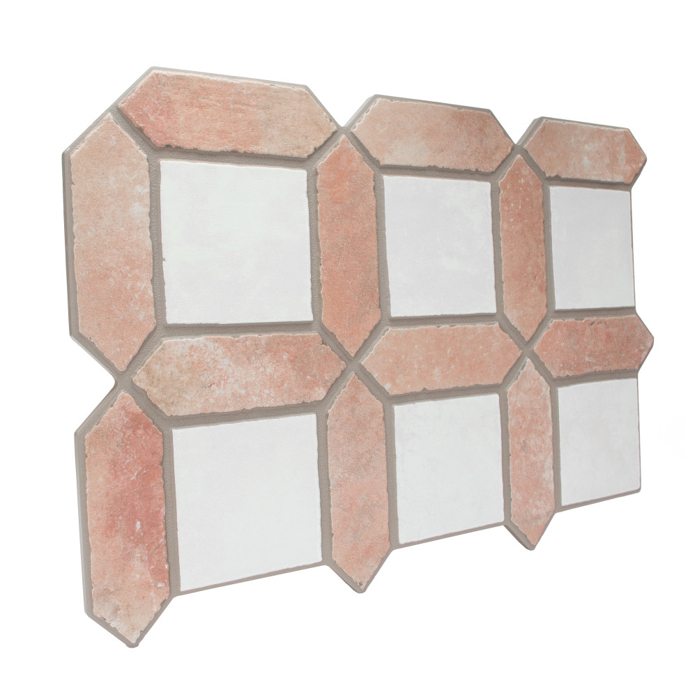 Picket Arenta Clay with White Square 14-5/8 in. x 22-1/2 in. Porcelain Floor and Wall Tile
