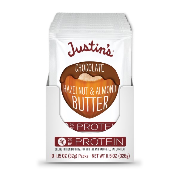 JUSTIN'S (r) Chocolate Hazelnut Butter 1.15 oz Squeeze Packs . C1CB - Front Center Inner Pack (Hi Res)