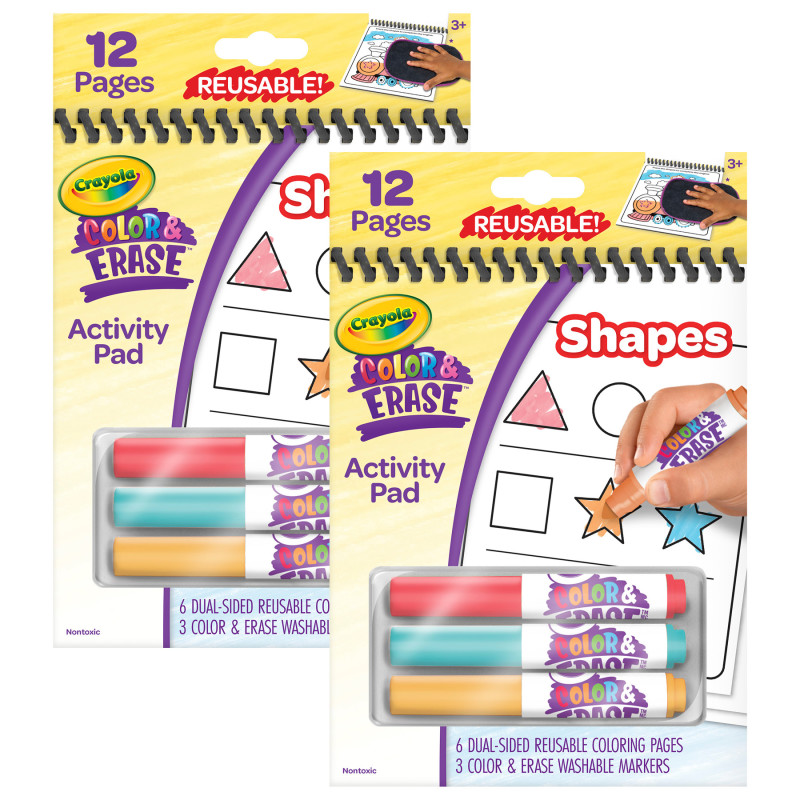 Color & Erase Reusable Activity Pad, Shapes, Set of 2