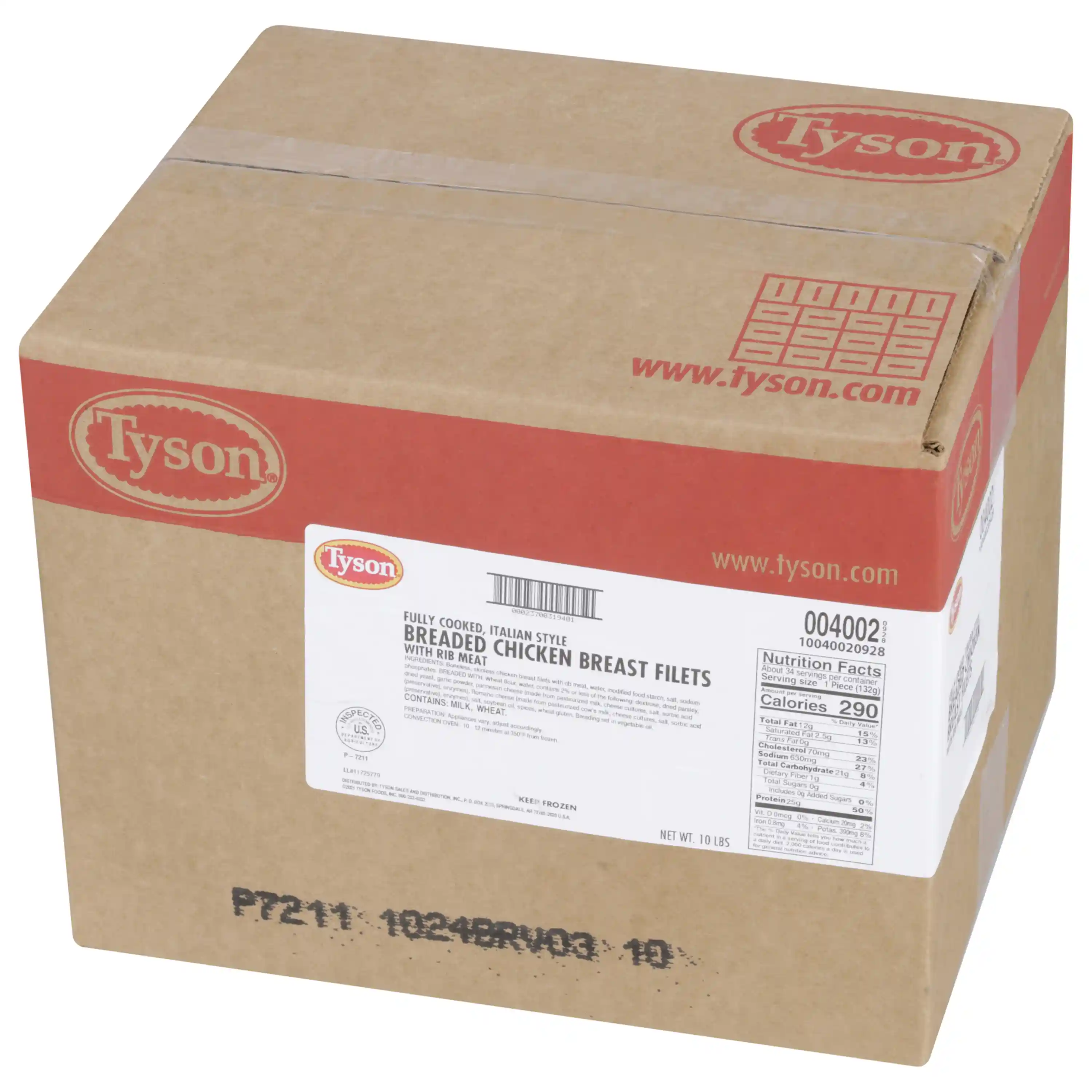 Tyson® Fully Cooked Breaded Italian Style Chicken Breast Filets, 4.7 oz._image_5