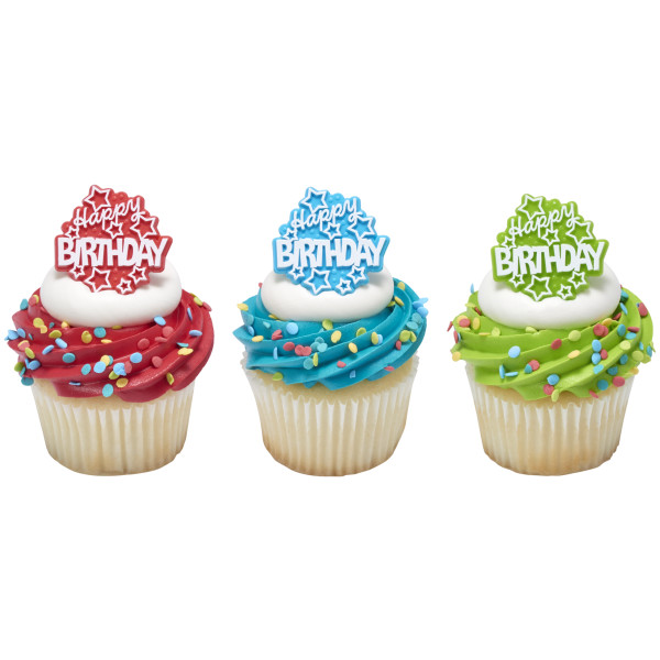 Happy Birthday Stars Cupcake Rings