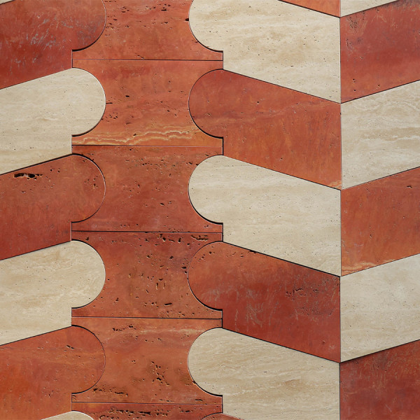 clé lapidary + cristina celestino | palestro floor | red travertine + beige travertine (bundle) | honed