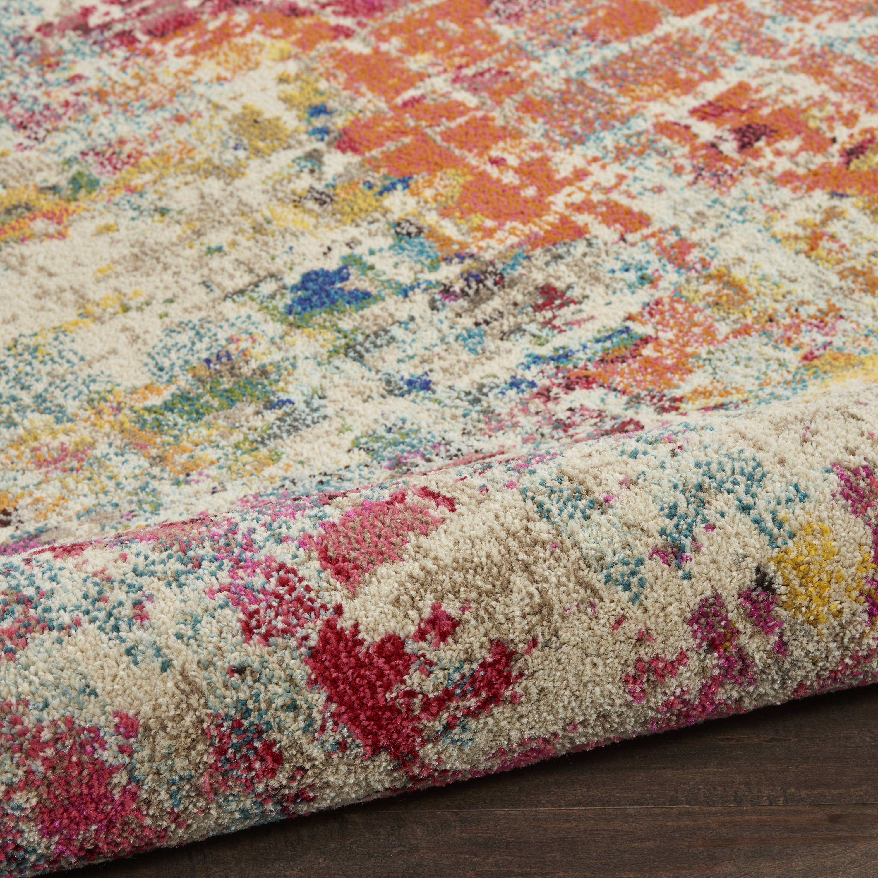 Nourison Celestial 4' x Round Pink Multicolor Modern & Contemporary Indoor Rug