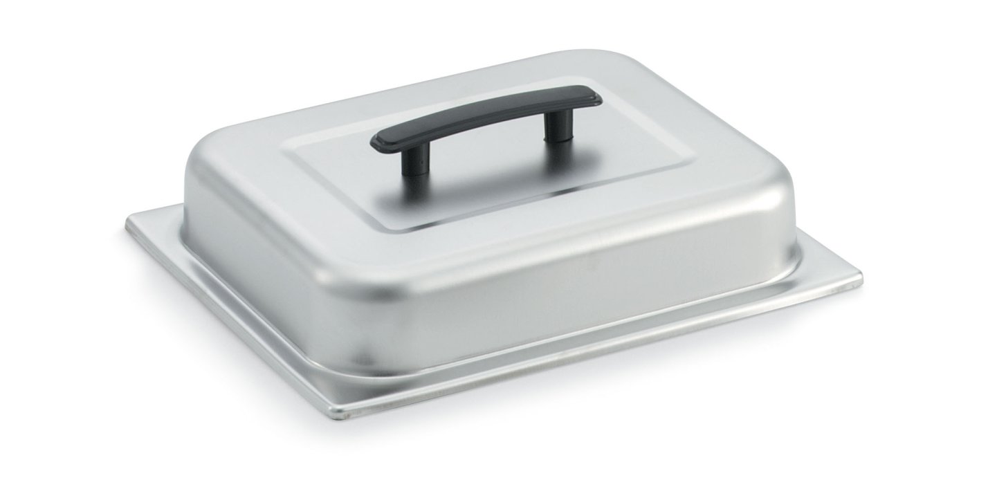 Half-size stainless steel solid dome cover with black Kool-Touch® handle