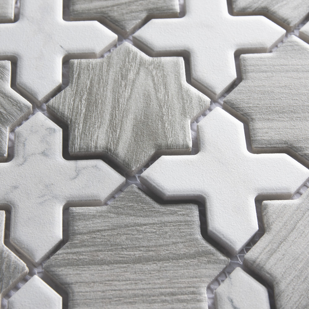 Llama 2″ Star Silver Smoke w/Cal Cross 11-7/8 in. x 11-7/8 in. Porcelain Mosaic Tile