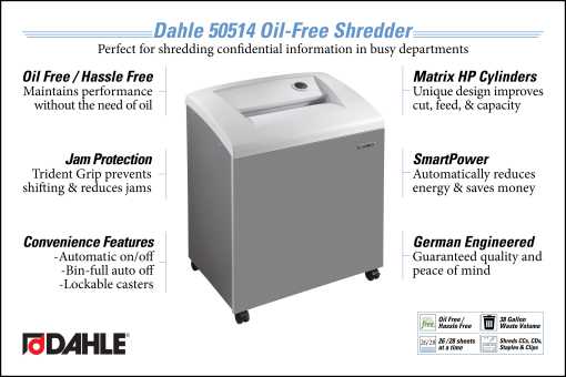 Dahle 50514 Oil Free Department Shredder InfoGraphic