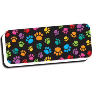Magnetic Whiteboard Eraser, Colorful Assorted Paw Pattern, 2" x 5"