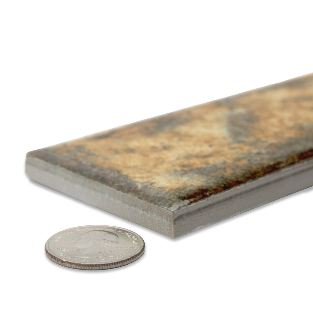 Gaudi React Brick Gold 2-3/8 in. x 9-3/4 in. Porcelain Floor and Wall Tile