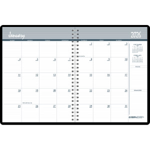 Monthly Calendar Planner, 2 Year, Black, 8-1/2" x 11"
